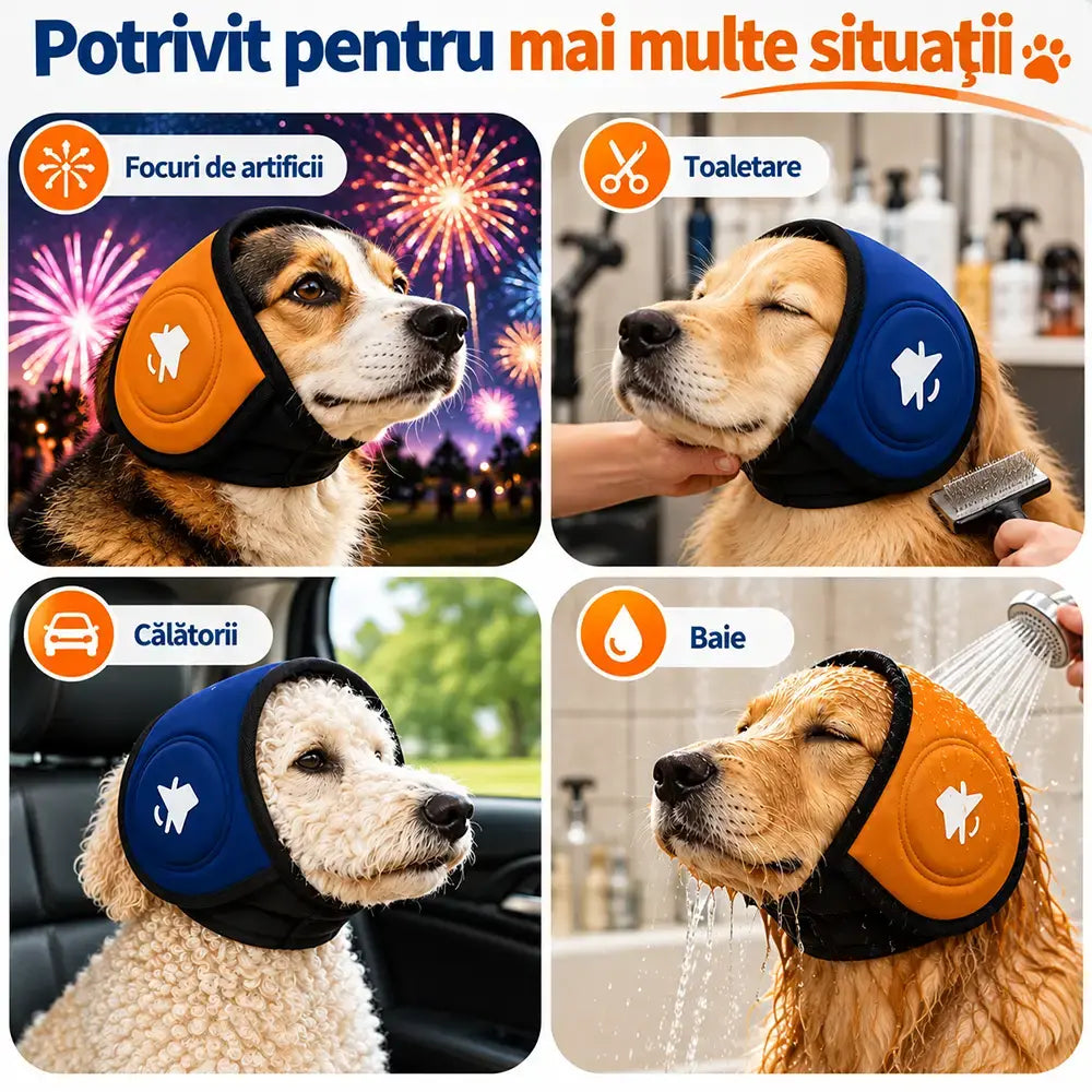 🎧 Ofertă Limitată: Cumpără 1, Primești 1 Gratis (Set 2 Bucăți)! Căști Antifonice și Protecție Zgomot pentru Câini · Calmează Anxietatea!