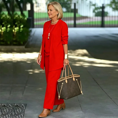 🎁【S-7XL】Set de vară din 3 piese: cardigan lejer, top lejer și pantaloni eleganți anti-șifonare, mărimi