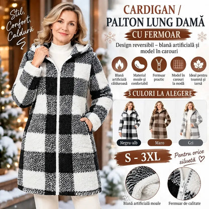 ✨ Cardigan lung reversibil cu fermoar pentru femei – Colecția Toamnă/Iarnă