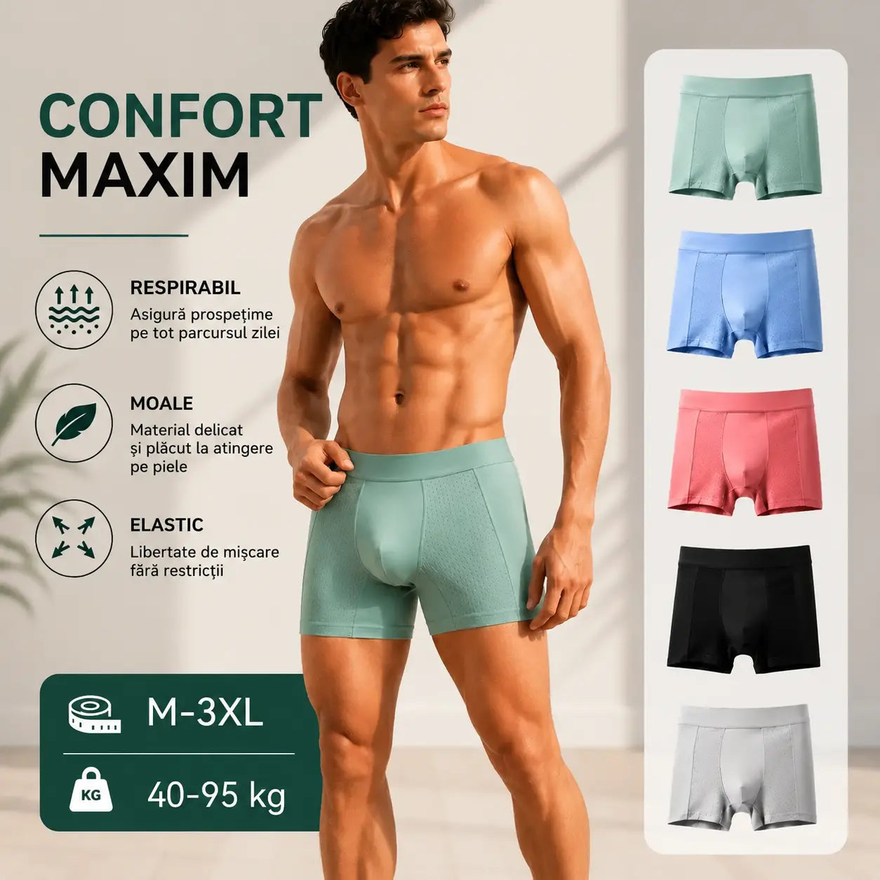 💥👍【Cumperi 3, primești 3 GRATIS】【L–4XL】Boxeri bărbătești din plasă respirabilă Ice Silk