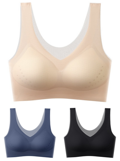 🏆【Kup 3, vezmi 3】【40-120 kg】2025, bezešvá podprsenka z ledového hedvábí s liftingovým efektem 