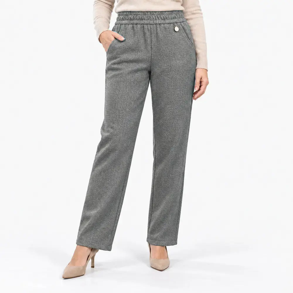 💥【XL–6XL】Pantaloni casual pentru femei, cu căptușeală groasă din fleece – material cu aspect de amestec de lână