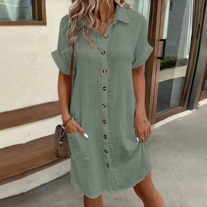 🎁 50% reducere🔥【40-100kg】Rochie de călătorie cu mânecă scurtă din bumbac și in 2026 - ușoară și respirabilă
