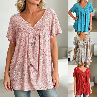 ✨【S-5XL】Tricou de vară pentru femei cu mânecă scurtă și decolteu în V