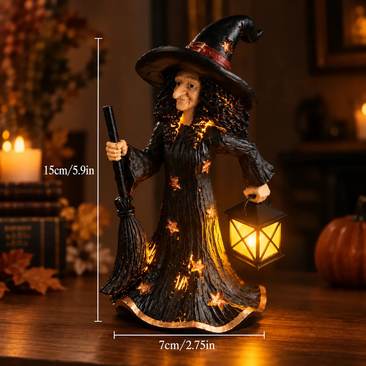 🧙✨ Decorațiune pentru lampă de noapte cu vrăjitoare și stele