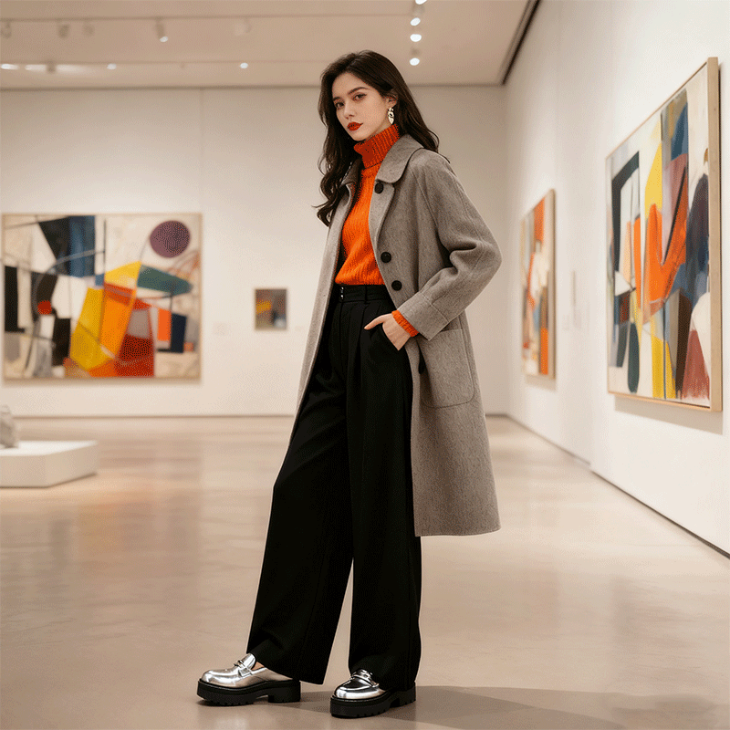 🔥🔥【Połowa ceny na koniec miesiąca】Nowa wełniana kurtka grubszą na jesień/zimę 2025, średniej długości, slim fit