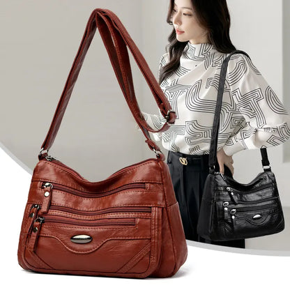 👜💟Geantă de umăr nouă, din piele moale, cu compartimente multiple – elegantă și stilată.
