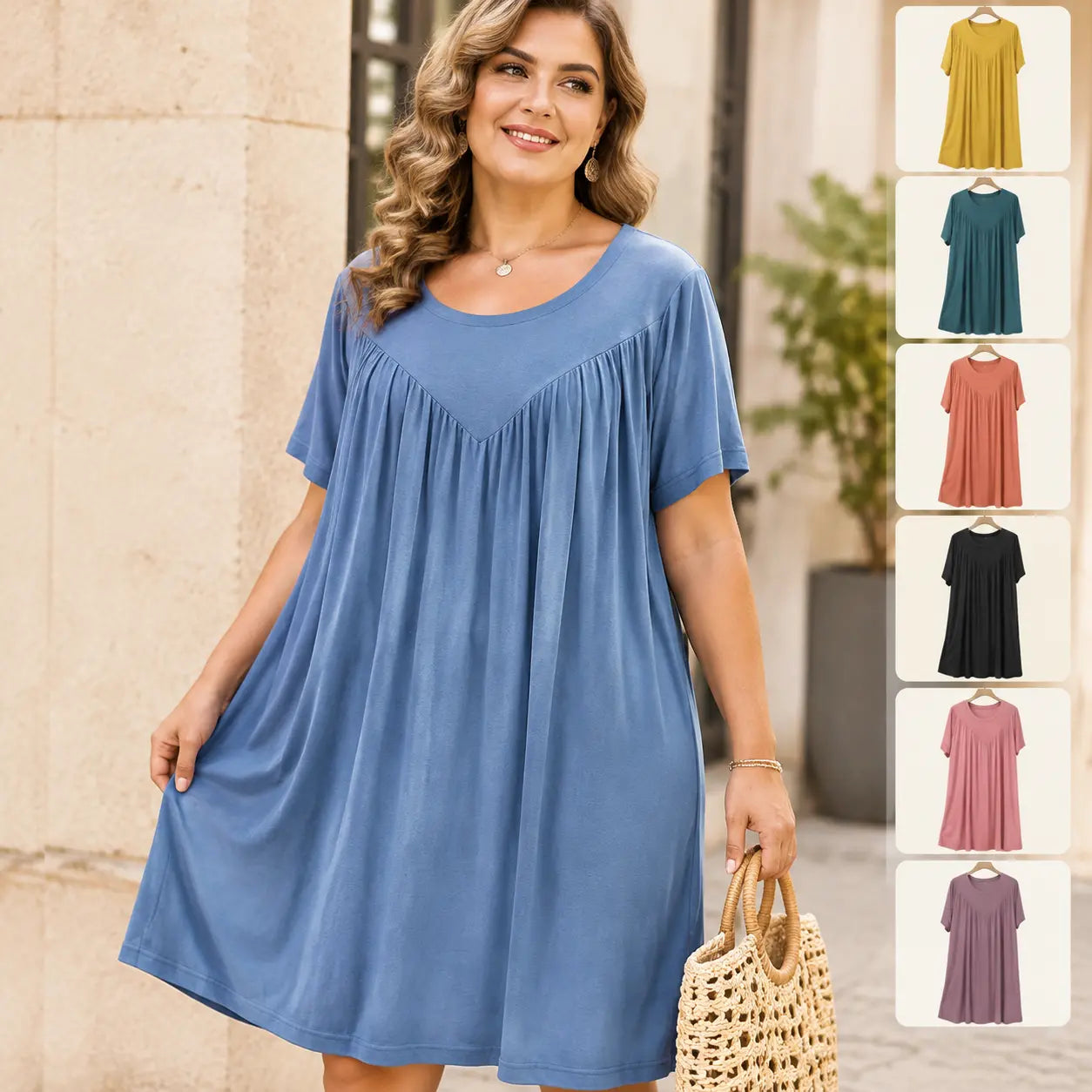 💖【S-4XL】Rochie de pijama cu mânecă scurtă, moale și confortabilă.