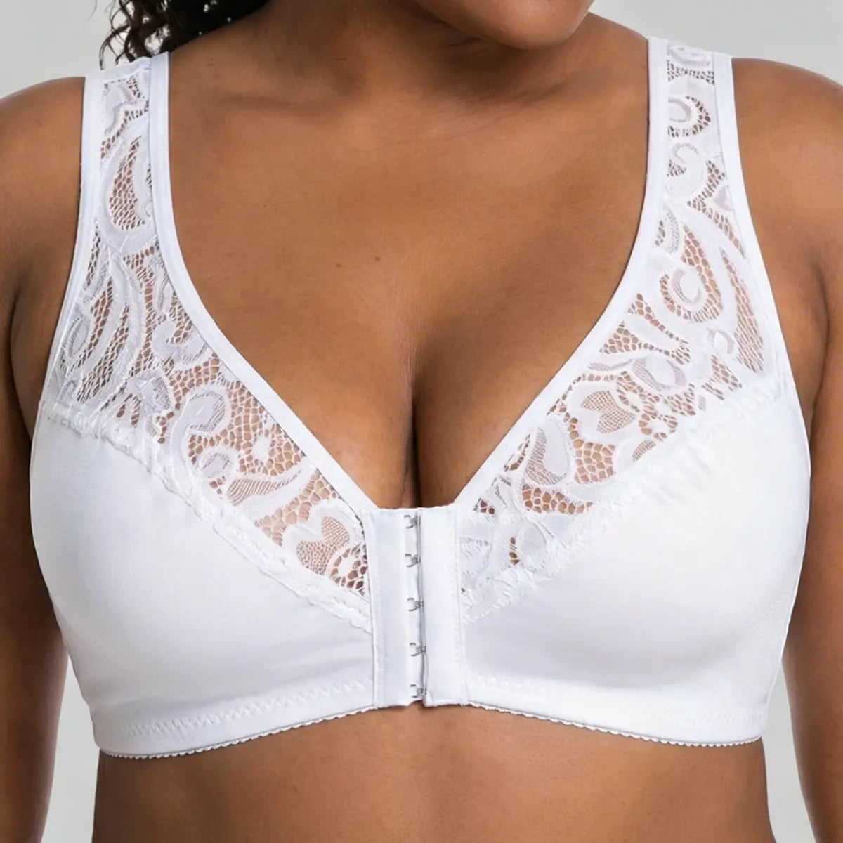 💕 Ultima zi - reducere 50%【Set 3 piese】【L-4XL】😍 Sutien cu armătură, push-up, respirabil, mărime plus, design fără cusături și închidere frontală, plata ramburs la livrare