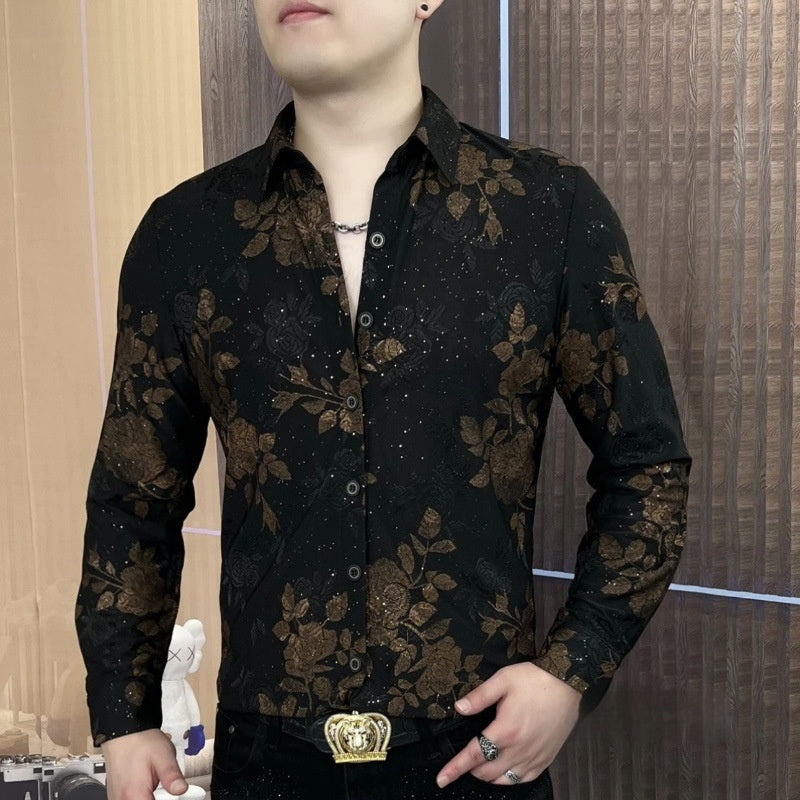 🔥Cămașă nouă cu mânecă lungă, imprimeu și rever, cu broderie rafinată, toamna 2025