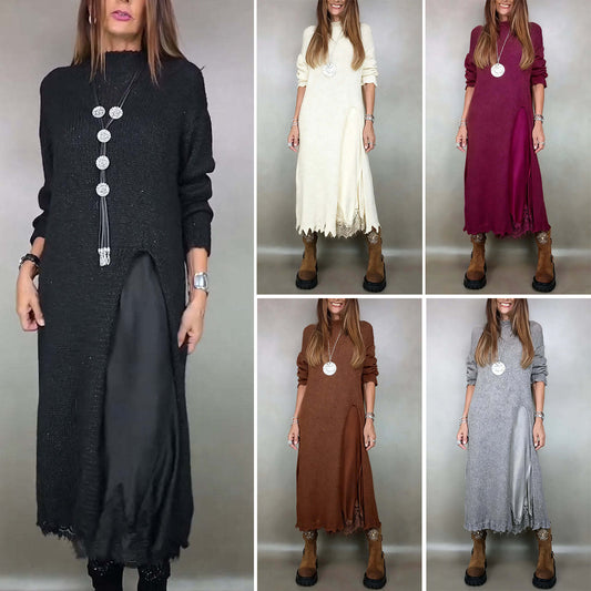 【XS-3XL】👗Nuevo conjunto de encaje, diseño con abertura, estilo suéter, vestido con tirantes + suéter con abertura, 2 piezas