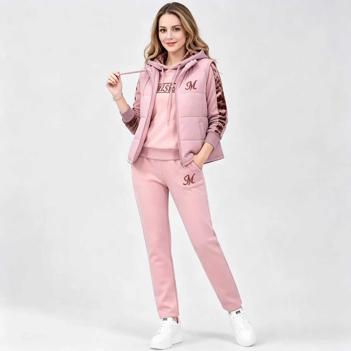 🔥🔥【Top + Vestă + Pantaloni】Set elegant și călduros din trei piese pentru toamnă/iarnă