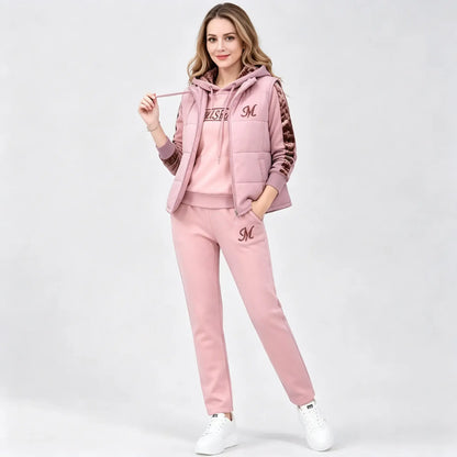 🔥🔥【Top + Vestă + Pantaloni】Set elegant și călduros din trei piese pentru toamnă/iarnă