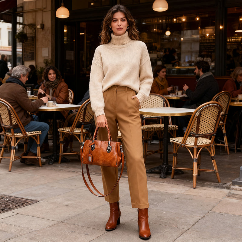 Γυναικεία ρετρο δερματική τσάντα Μποστън, με μαλαστή υφή, κατάλληλη για φορητότητα στο ώμο