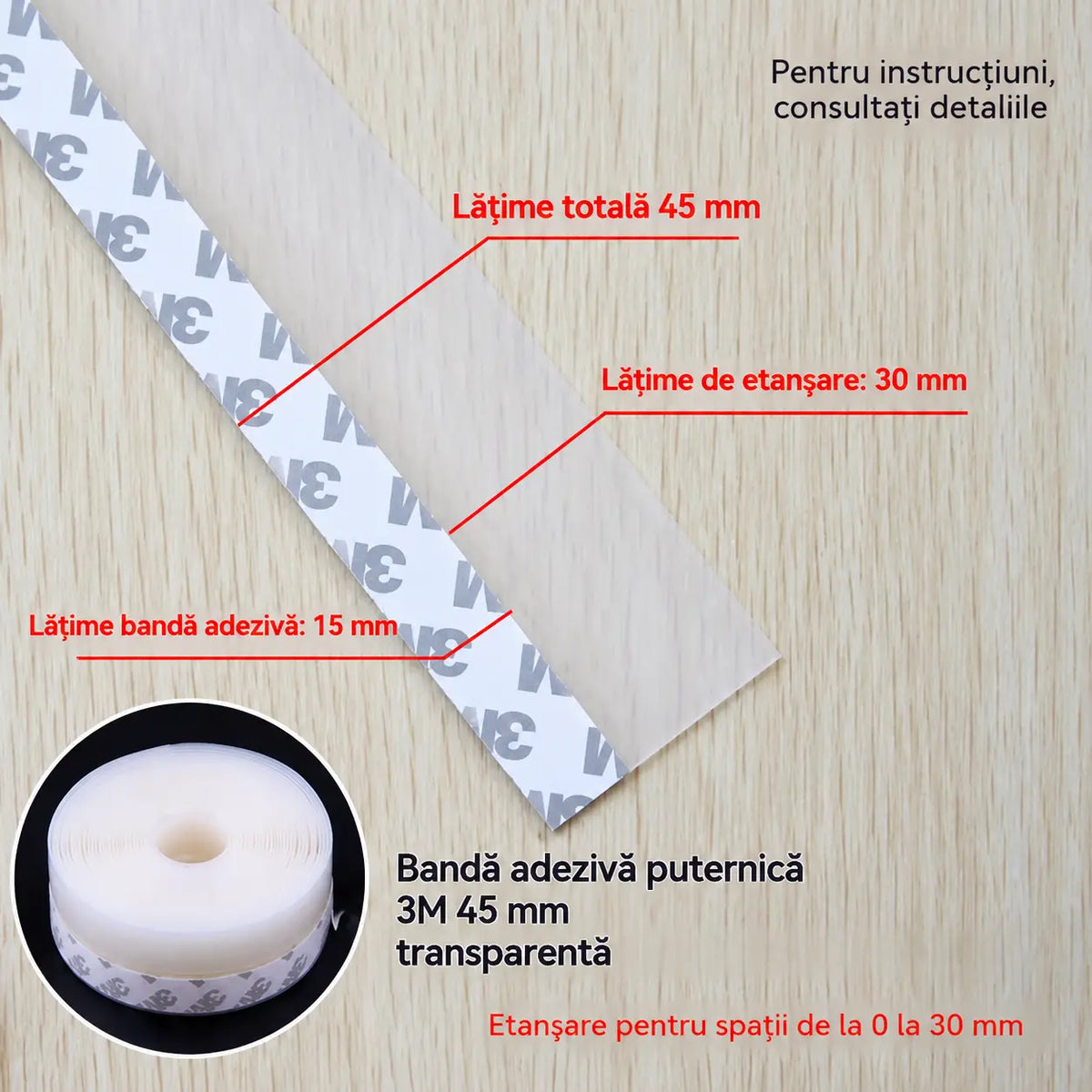 🚪【5M】Bandă de etanșare din PVC pentru uși – protecție împotriva prafului și curentului de aer