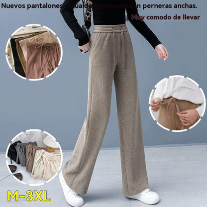 🔥【Compre uno y llévese otro gratis】 👖Nuevos pantalones casuales de terciopelo con perneras anchas, muy cómodos de usar.