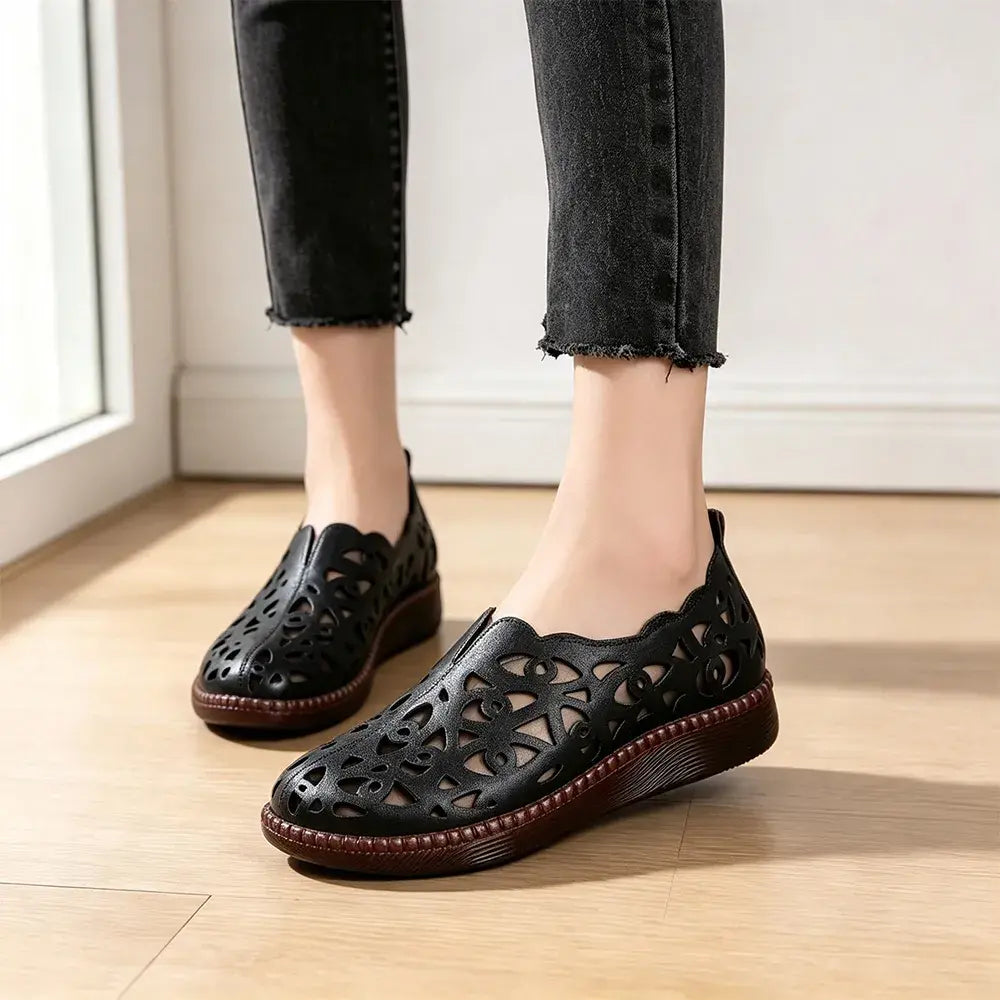 【35-42】Pantofi de damă retro retro respirabili cu vârf rotund