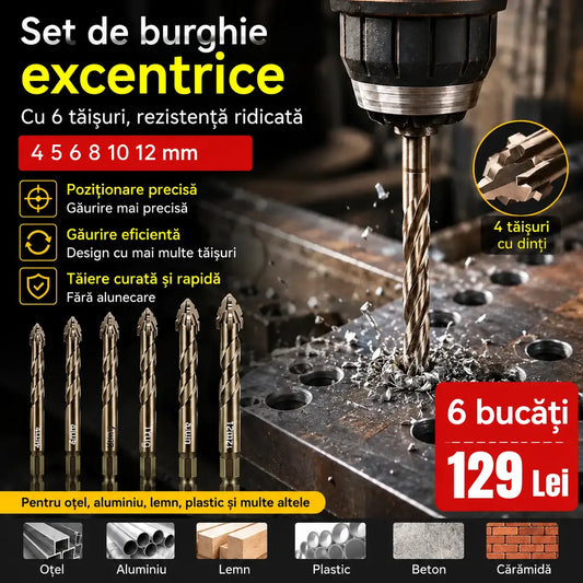 🛠🛠【Set de 6 bucăți】26 euro【4+5+6+8+10+12 mm】Set de burghie excentrice cu 6 caneluri de înaltă rezistență