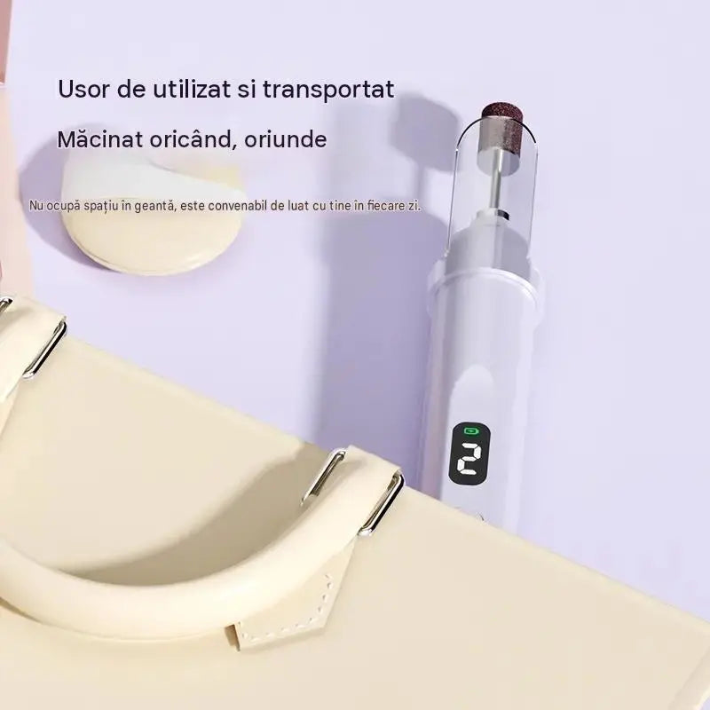 💅 Pila electrică de unghii 2 în 1 cu lampă LED (lampă de uscare + 5 capete de șlefuire)
