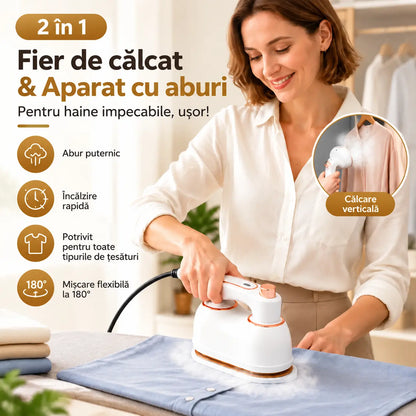 👕 Aparat de călcat cu abur, pliabil, 2 în 1 – fier de călcat și aparat cu abur portabil, pentru acasă și călătorii