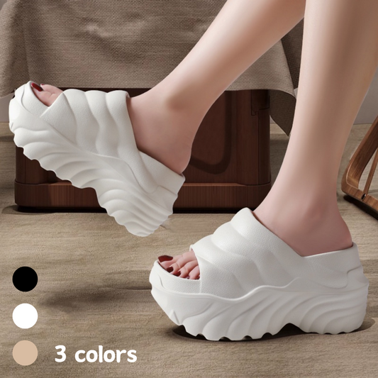 【36-41】2025 papuci noi de vară pentru femei, cu talpă groasă, cu tocuri cu pană, pentru purtarea exterioară, înălțirea și slăbirea pantofilor