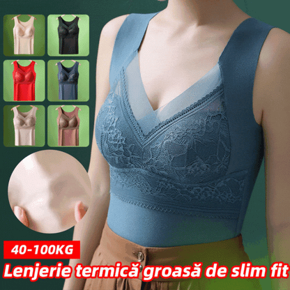 🔥【2 por 3】❤️Lencería otoño-invierno, hecha de felpa gruesa con encaje, espalda bonita, incluye accesorios para reafirmar el busto y previene su caída
