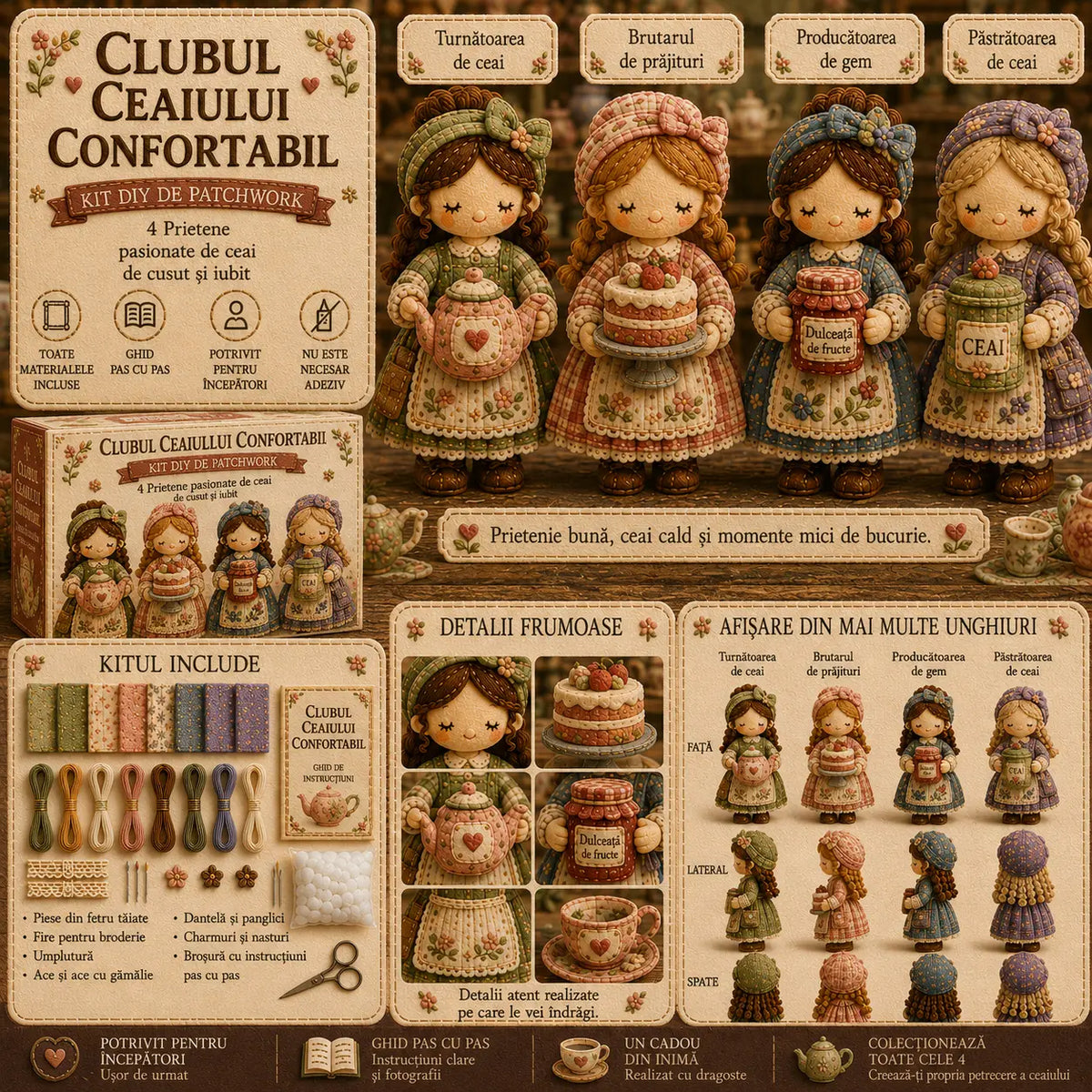 🎁Ultima zi: Profită de reducerea de 49%! 🧵 Set miniatural de patchwork din seria Miniature World
