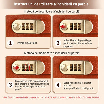 📓💼🔐 Organizator de portofel cu încuietoare cu cod reglabil – depozitare sigură pentru cecuri, numerar, carduri bancare și toate documentele. Practic, elegant și cu capacitate mare! ✨