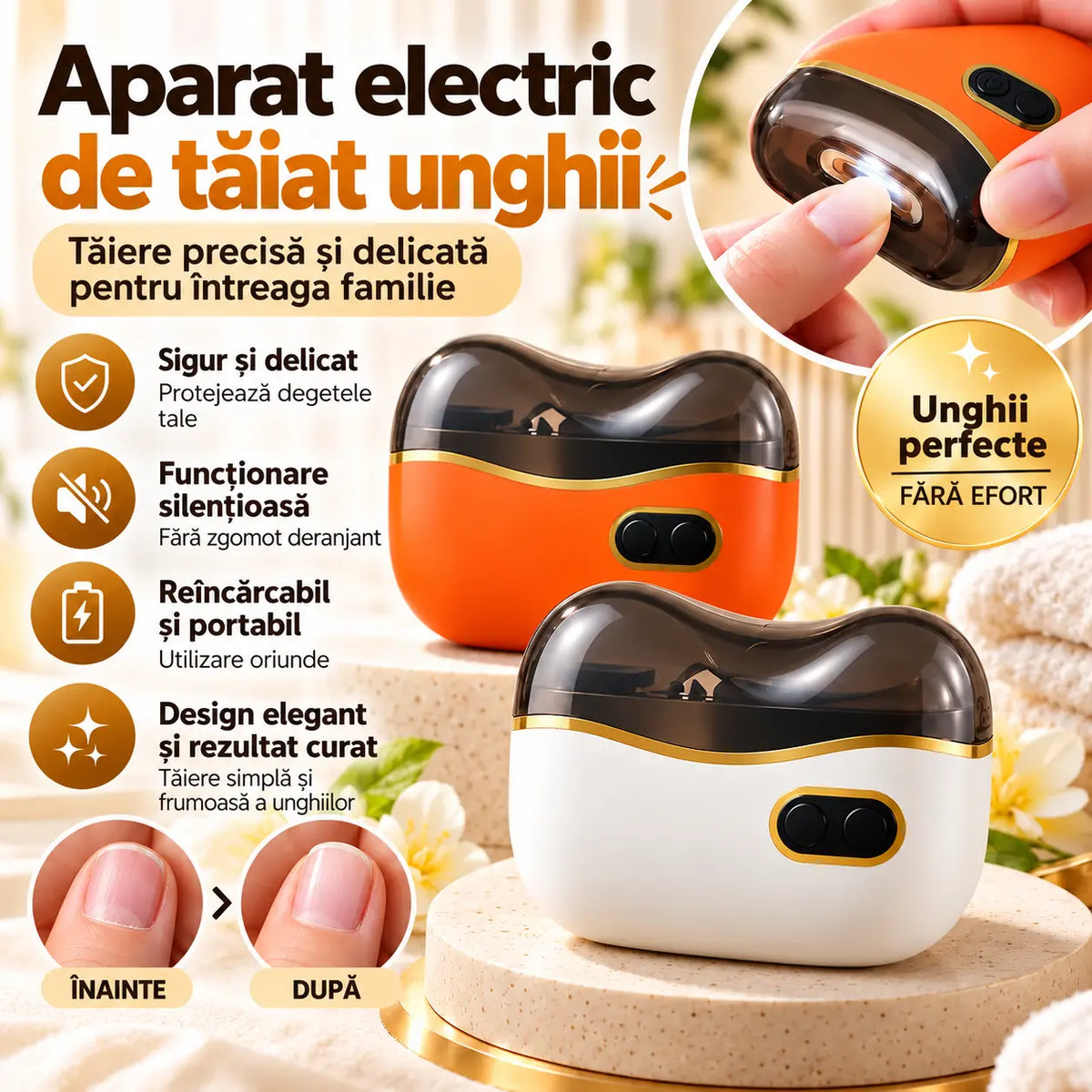 💅✨ Dispozitiv electric 2 în 1 pentru îngrijirea sigură a unghiilor: tăiere precisă și pilire confortabilă, dintr-o singură mișcare 🛡️🔋