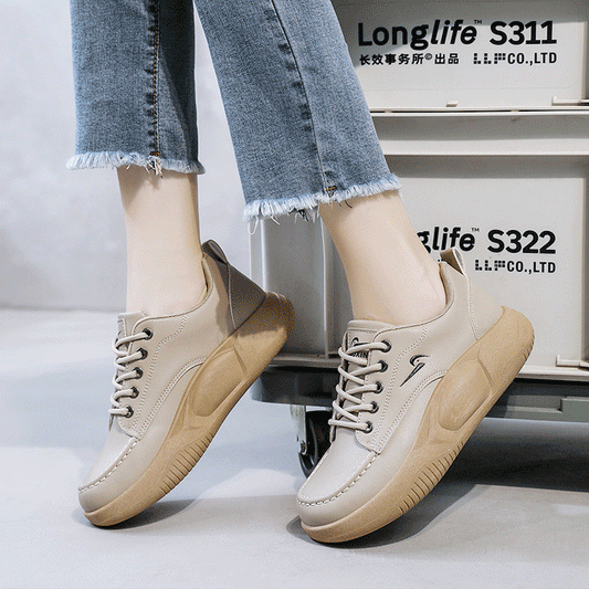 【🔥Nou în vânzare】Pantofi casual de damă confortabili, cu vârf rotund și talpă groasă, stil retro 2025