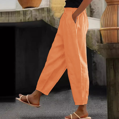 😍💕Reducere de 48%💕【40-120kg】Pantaloni casual din bumbac și in pentru femei ✅️Ramburs la livrare