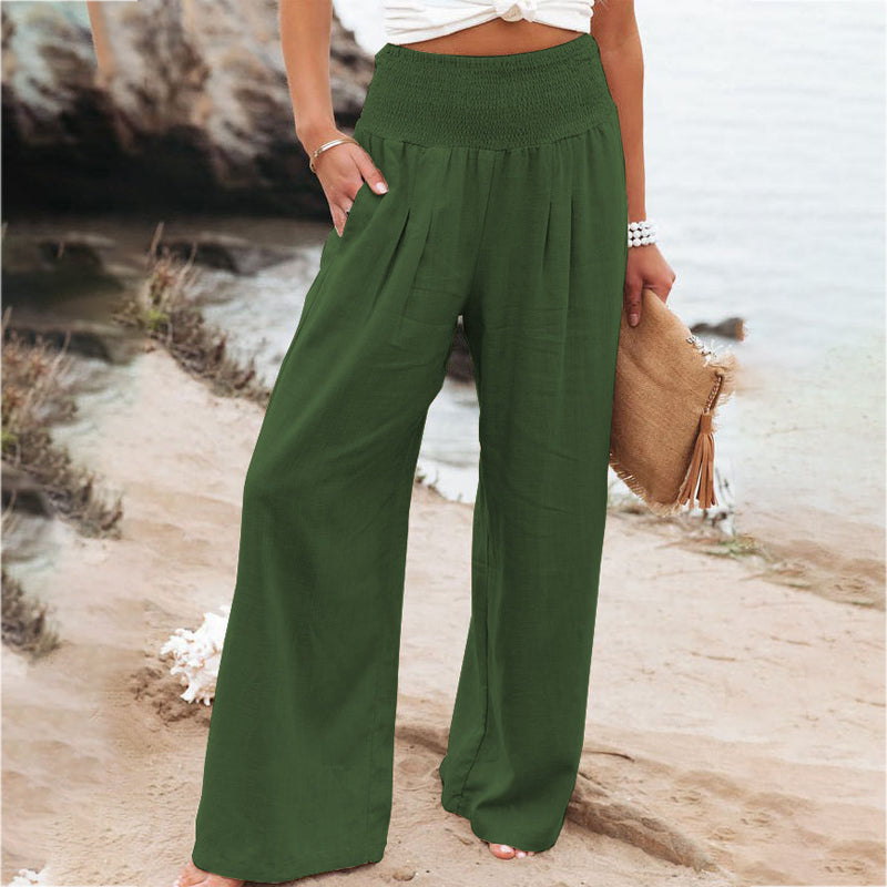 🔥🔥【S-3XL】Pantaloni largi casual de vară pentru femei din bumbac și in