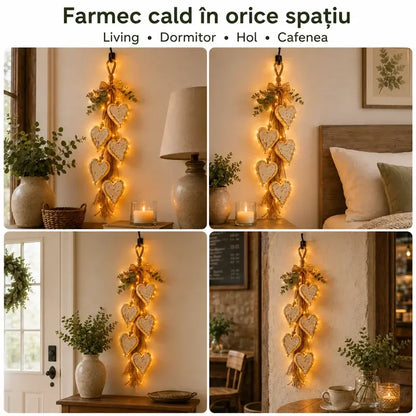 ✨ Luminează-ți casa cu o atmosferă romantică! Decor suspendat în formă de inimi cu lumini LED integrate! 💖🏡