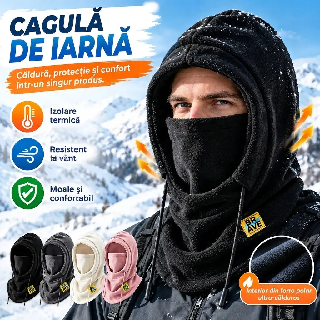 ❄️Căciulă termică cu acoperire completă și căptușeală din fleece, care asigură protecție termică la temperaturi de până la -20 de grade Celsius. ⛷️ Ideală pentru schi, motociclism și activități în aer liber.