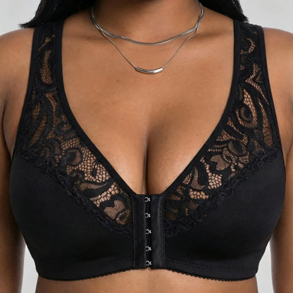 💕 Ultima zi - reducere 50%【Set 3 piese】【L-4XL】😍 Sutien cu armătură, push-up, respirabil, mărime plus, design fără cusături și închidere frontală, plata ramburs la livrare