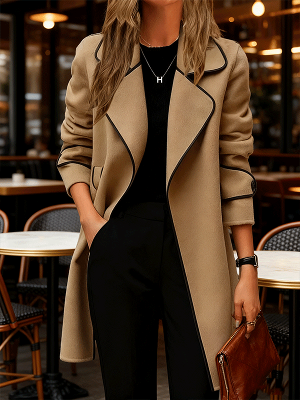 💖🔥【Επίπτωση 50%】[M-4XL] Νέο μοντέλο φθινοπωρινό/χειμερινό 2025, γυναικεία κάρδιган διπλής όψης μέσου μήκους από κασμέρι