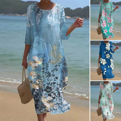 🔥Ofertă limitată în timp🔥【S-5XL】Rochie nouă de plajă, casual, cu imprimeu, pentru femei