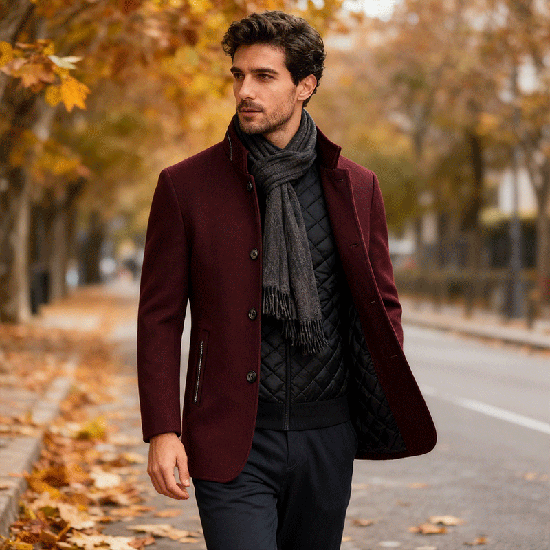 【100% lana de alta calidad】🌞【M-4XL】Chaqueta de lana para hombre, estilo casual, con cuello alto, nueva colección otoño-invierno 2025