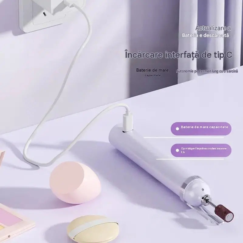💅 Pila electrică de unghii 2 în 1 cu lampă LED (lampă de uscare + 5 capete de șlefuire)