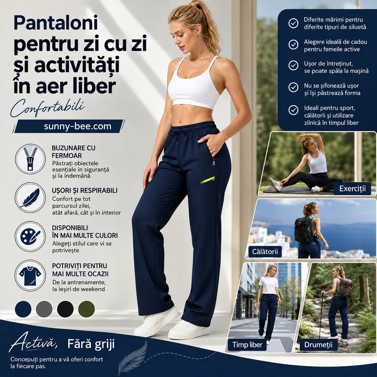 ⏳ Ofertă limitată 🔥 Pantaloni cargo de damă cu croială dreaptă și talie elastică — ideali pentru serviciu, călătorii și purtare zilnică 👖✨