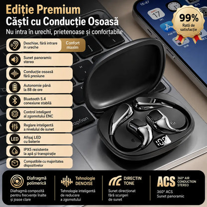 🔋Căști Bluetooth wireless cu design open-ear, cârlig pentru ureche și conducție osoasă🎙️🎧
