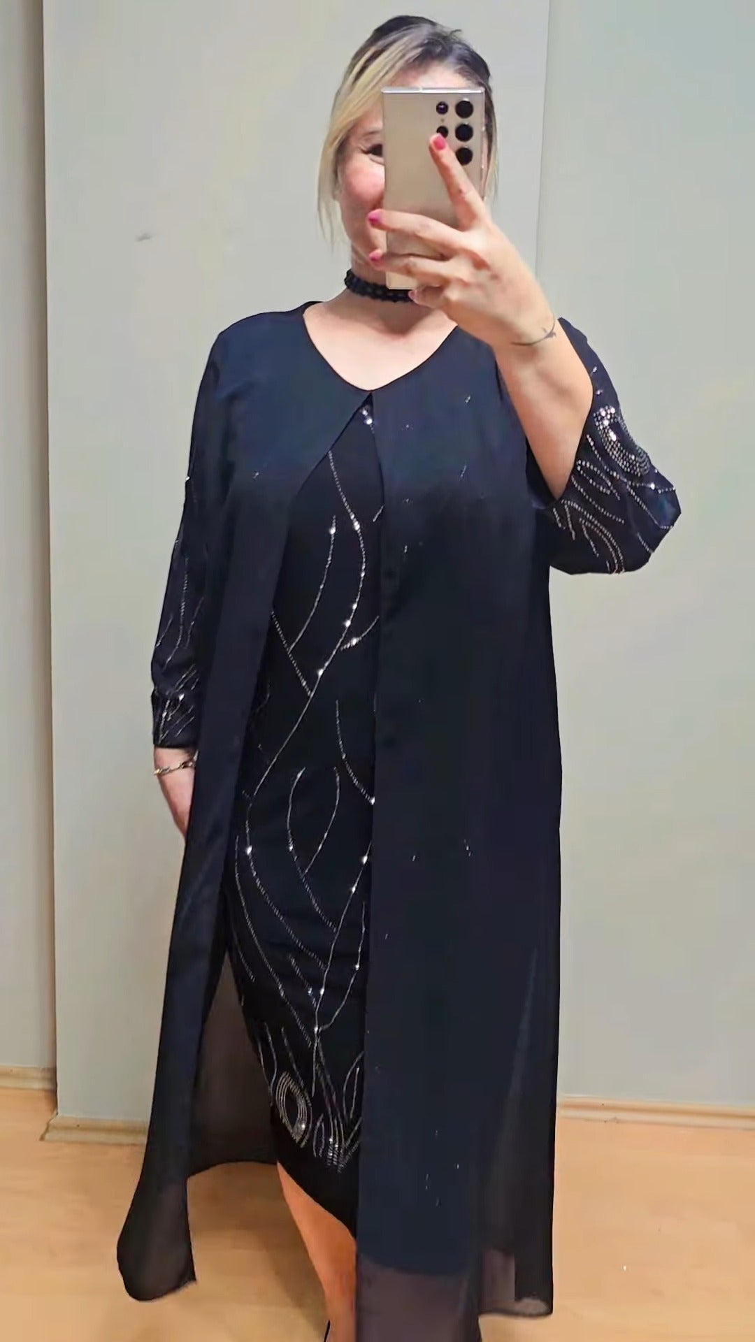 🔥Časově omezený výprodej 🔥【S-5XL】Elegantní a módní midi šaty s tylovými rukávy 