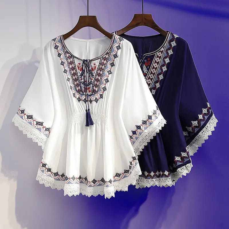✨【S~5XL】Topuri brodate pentru femei, mărimi mari, topuri de vară noi