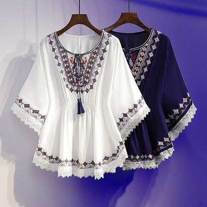 ✨【S~5XL】Topuri brodate pentru femei, mărimi mari, topuri de vară noi