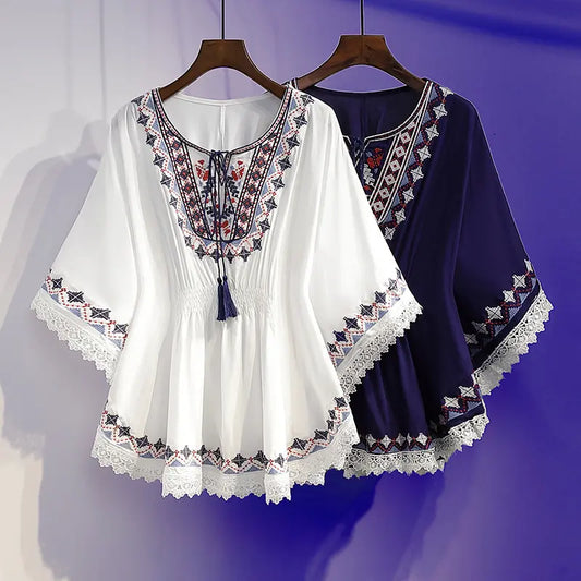 ✨【S~5XL】Topuri brodate pentru femei, mărimi mari, topuri de vară noi