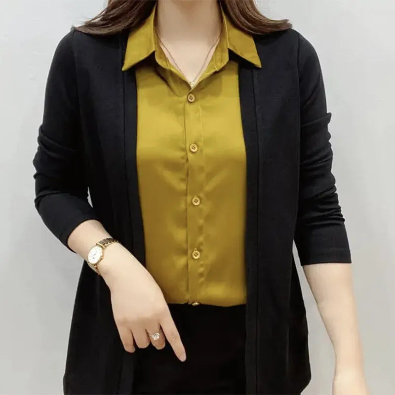 【Jesień/Zima 50% OFF】【L-5XL】2025 Nowa jesienna fałszywa koszula dwuczęściowa, elegancki styl