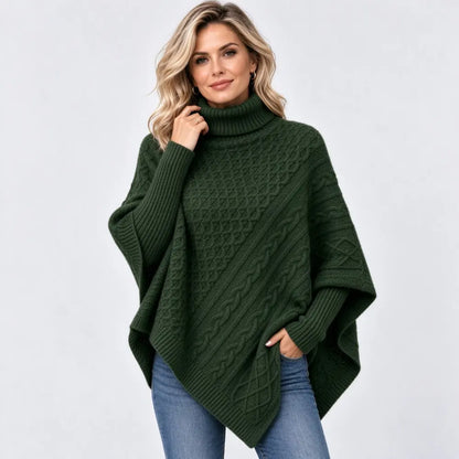 🎀 Pulover cu guler înalt și model torsadă pentru toamnă/iarnă – croială lejeră, tricotaj gros