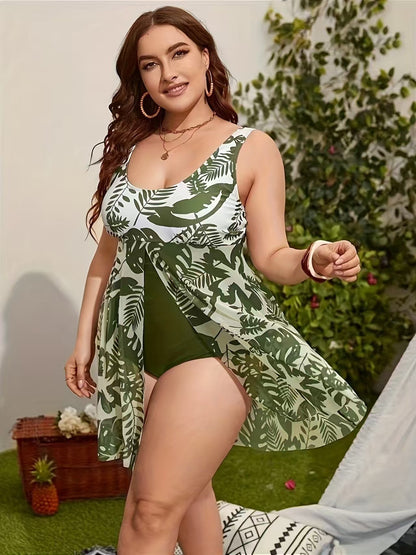 🏖️🏝️【Promoție nouă de vară】✨️Costum de baie două piese pentru femei mărimi mari 2025 – model floral｜Design subțiant｜Ideal pentru plajă și vacanță｜Stil modern și confortabil