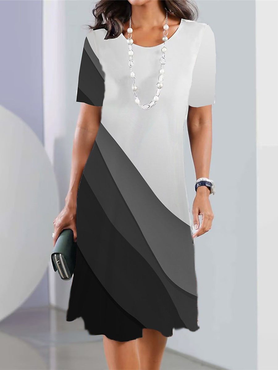 👗【40-120kg】Rochie nouă de damă cu guler rotund și imprimeu✅️Ramburs la livrare