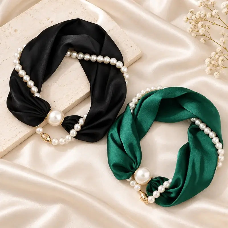 ✨ Colier cu Perle și Eșarfă Magnetică 2 în 1! Prindere Magnetică Rapidă · Design Detașabil · Eleganță Franceză și Stil Versatil! Oferta Specială 1+1 Gratuit!